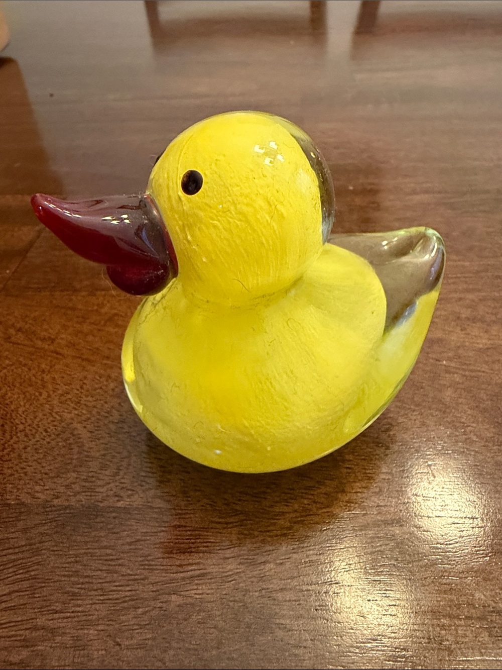 Yellow Glass Duck Figurine - Decorative Home Accent